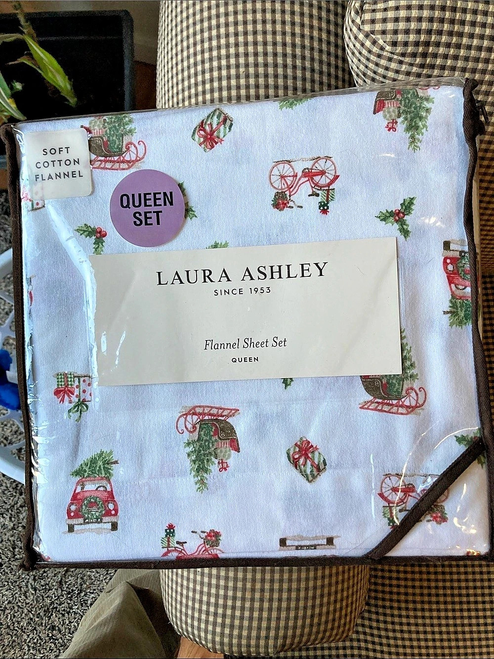 Laura Ashley Holiday Vehicles Flannel Sheet Set Queen